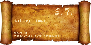 Sallay Timur névjegykártya